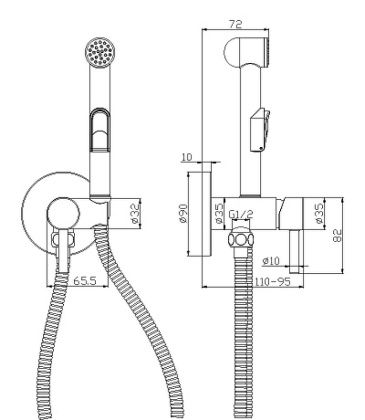 Смеситель Rossinka X25-51 с гигиеническим душем встраиваемый Смеситель Rossinka X25-51 с гигиеническим душем встраиваемый