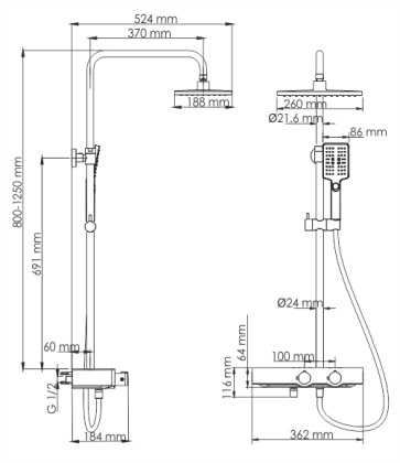 A11401 Thermo Душевой комплект с термостатическим смесителем Wasserkraft A11401 Thermo Душевой комплект с термостатическим смесителем Wasserkraft