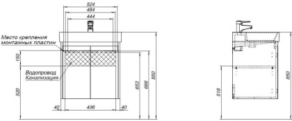 Тумба под раковину Aquanet Nova Lite 60 дуб рошелье (2 дверцы)