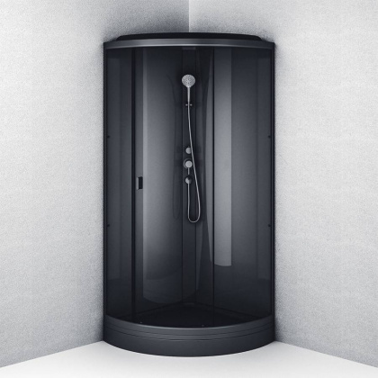 W90C-401-090BT Gem кабина душевая 90x90, 1/4 круга,  профиль Черный, стекло прозрачное W90C-401-090BT Gem кабина душевая 90x90, 1/4 круга,  профиль Черный, стекло прозрачное