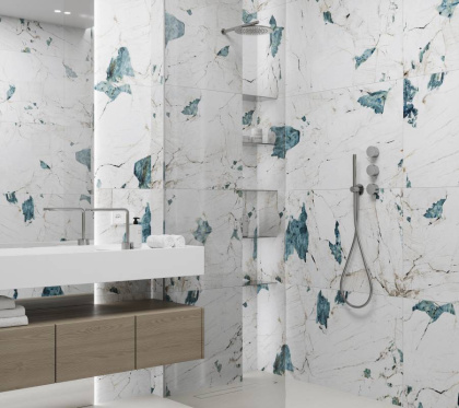 Crackstone Aqua Керамогранит бирюзовый 60х120 лаппатированный шайн