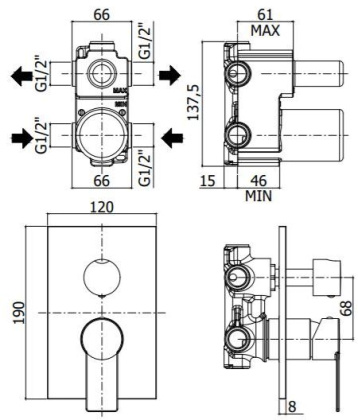 Смеситель для ванны Paffoni Tango TA018CR/М (с внутренней частью) хром Смеситель для ванны Paffoni Tango TA018CR/М (с внутренней частью) хром