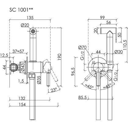 Гигиенический душ SANCOS Start со смесителем, цвет хром глянцевый, арт. SC1001CH Гигиенический душ SANCOS Start со смесителем, цвет хром глянцевый, арт. SC1001CH