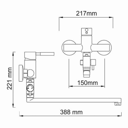 Wern 4202L Смеситель для ванны с длинным изливом Wern 4202L Смеситель для ванны с длинным изливом