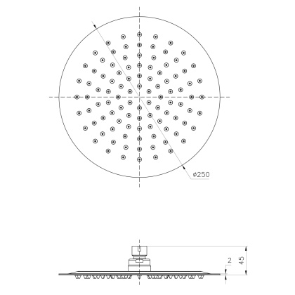 Лейка душевая верхняя, круглая, Ø25см, нерж. сталь/чёрный