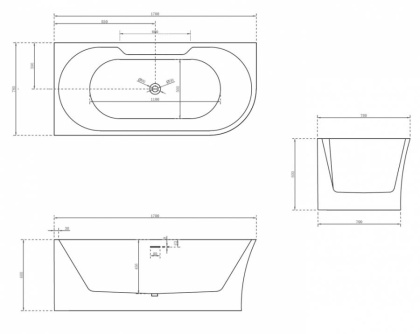 Акриловая ванна Abber 170х78 AB9335-1.7 L