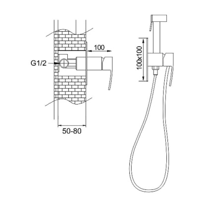 Гигиенический душ со смесителем Rose R1505F-2, белый/хром Гигиенический душ со смесителем Rose R1505F-2, белый/хром