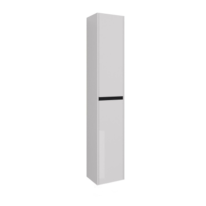 Пенал Lemark COMBI 35см подвесной/напольный, 2-х дверный, открывание лев/прав, цвет планки: Чёрный, цвет корпуса, фасада: Белый глянец