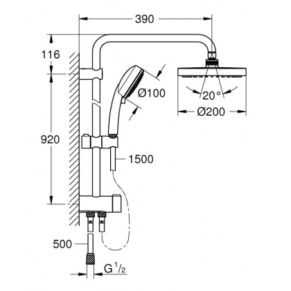 Душевая система Grohe New Tempesta Cosmopolitan 200 с переключателем 26453001 хром Душевая система Grohe New Tempesta Cosmopolitan 200 с переключателем 26453001 хром