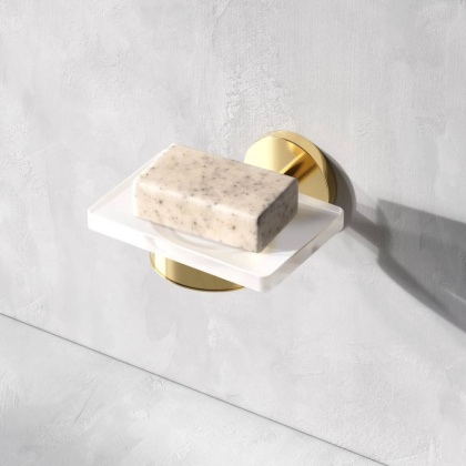 Стеклянная мыльница с настенным держателем, золото A85A34299