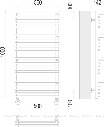 Полотенцесушитель Terminus Вента люкс П20 500х1000