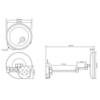 Косметическое зеркало со светодиодной подсветкой