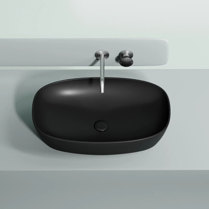 Умывальник чаша накладная овальная (цвет Черный Матовый) Element 600*380*138мм