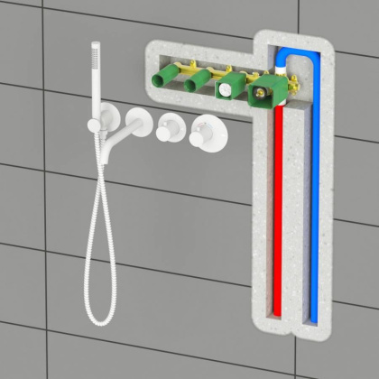 Смеситель встроенный для ванны с душем с термостатотом Timo Saona 2324/16YSM белый матовый
