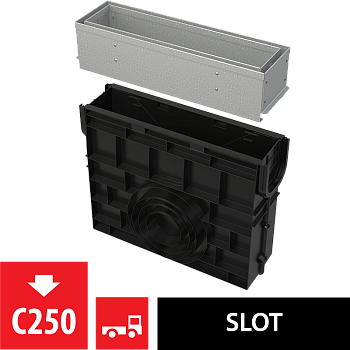 Пескоуловитель для дренажного канала с щелевой асимметричной сервисной надставкой 100 мм, оцинкованная сталь 