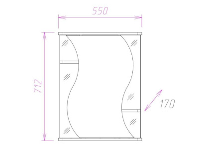 Шкаф-зеркало Onika Лилия 55 белый, универсальный