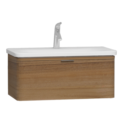 Шкаф Nest с раковиной c 1м ящиком, 80 см, с LED подсветкой, цвет натуральная древесина