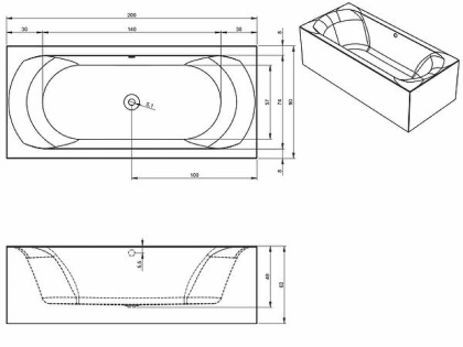 Акриловая ванна Riho Linares 200 R Plug&Play