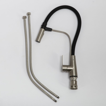 Смеситель для кухни с гибким изливом, двухрежимный, нержавеющая сталь, исполнение сатин BB-LAM36-IN