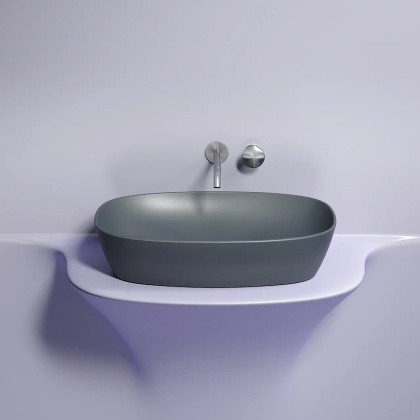 Умывальник чаша накладная овальная (цвет Темный Антрацит Матовый) Element 600*380*138мм