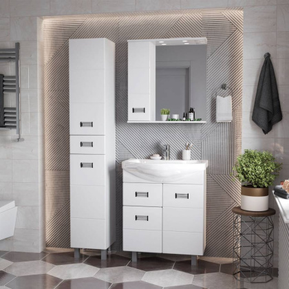 Шкаф-зеркало Onika Балтика 67 белый, левый, с подсветкой