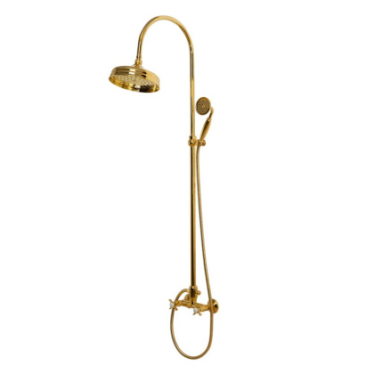 LORD-CD-03/24-M Душевая колонна со смесителем, верхним и ручным душем, Золото, ручка ручного душа Золото
