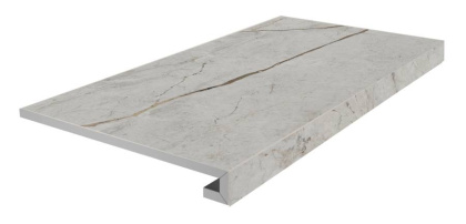 Ступень клееная фронтальная Ифран серый светлый матовый обрезной 33x60x0,9