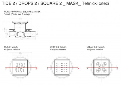 13000071 Точечный трап 150х150 мм Confluo Standard Tide 2 Mask , металл с перфорацией Tide (Волна), с рамкой Исполнение: Хром 