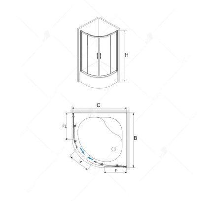 Душевой уголок RGW Dolphin TN-109 90х90 28911999-101 с поддоном профиль Хром стекло рифленое