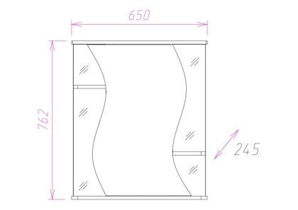 Шкаф-зеркало Onika Лилия 65 белый, правый, с подсветкой