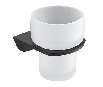 Подстаканник одинарный Elbe, 8,4х10х10,4 см, белый и черный, K-7228