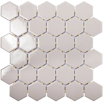 Керамическая мозаика, Hexagon Small Grey Glossy 51x59, Geometry Керамическая мозаика, Hexagon Small Grey Glossy 51x59, Geometry