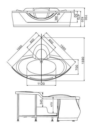 Акриловая ванна Gemy G9025 II K