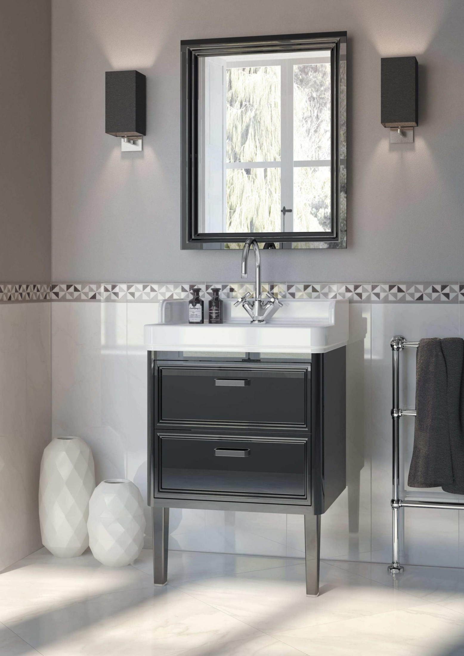 Зеркало POMPEI 60, черное глянцевое PO.mi.60\BLK