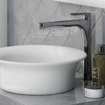 Смеситель для раковины OLE однорычажный высокий без донного клапана, хром глянец