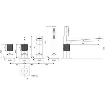 Смеситель на борт ванны OMNIRES CONTOUR CT8032CR (хром) Смеситель на борт ванны OMNIRES CONTOUR CT8032CR (хром)