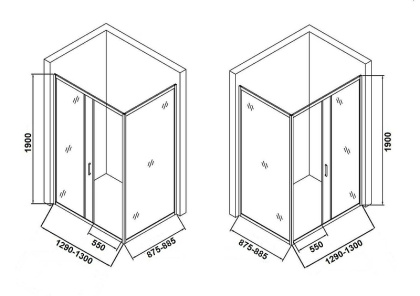Душевой уголок Orange E23-13090TCR без поддона 130х90, стекло прозрачное