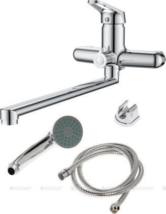 OneLife P11-218cr полимерный смеситель для ванны/душа с длинным изливом с душевым набором, хром OneLife P11-218cr полимерный смеситель для ванны/душа с длинным изливом с душевым набором, хром