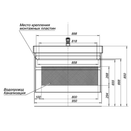 Тумба под раковину Aquanet Nova Lite 100 (SLIM SYNERGY) дуб рошелье, 2 ящика