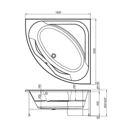 Каркас сварной для акриловой ванны Aquanet Vista 150x150 Каркас сварной для акриловой ванны Aquanet Vista 150x150