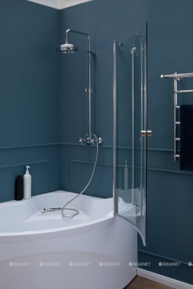 Шторка для ванны Aquanet Alfa 2 NF7221-2 pivot, прозрачное стекло