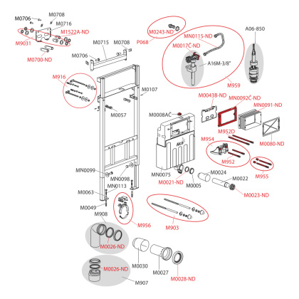 Монтажная рама с бачком для видуара и смесителя, со стоковым коленом DN90/110 Монтажная рама с бачком для видуара и смесителя, со стоковым коленом DN90/110