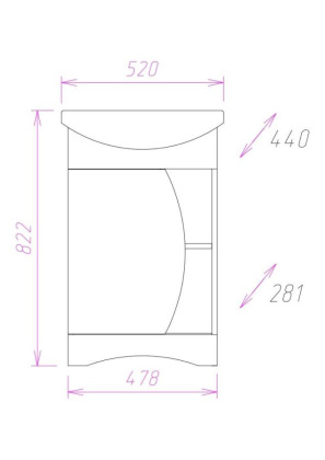 Тумба Onika Дуэт 52 напольная, бодега/венге (ум. Акватон 52)