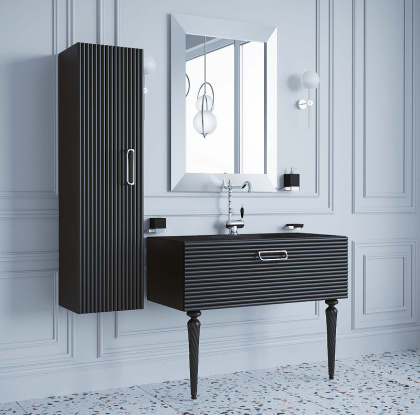 Тумба Linea 100 черная + Хром_Комплект 842-100-BCR Boheme Тумба Linea 100 черная + Хром_Комплект 842-100-BCR Boheme