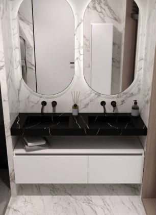 Столешница моноблок FLAT NERO MARQUINA (1410*452*80)