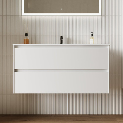 Тумба подвесная SANCOS Cento 990х450х500, c двумя ящиками оснащенными доводчиками, белый глянец, арт.CN100W Тумба подвесная SANCOS Cento 990х450х500, c двумя ящиками оснащенными доводчиками, белый глянец, арт.CN100W