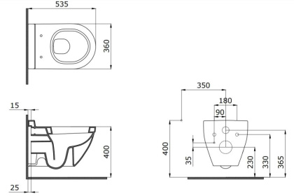 Чаша унитаза подвесного Bocchi Taormina Arch 1012-006-0129 серая
