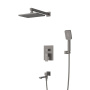 SLIDER-VDSET-GM Душевой комплект встраиваемый с изливом (смеситель, верхний душ, ручной душ со шлангом, излив, штуцер с держателем), оружейная сталь