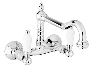 FIRST-LLP-03/24-M Кухонный смеситель настенного монтажа, исполнение золото, ручки золото