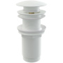 Донный клапан сифона для умывальника CLICK/CLACK 5/4", цельнометаллический с большой белой заглушкой, без перелива, для пластиковых и стеклянных умывальников